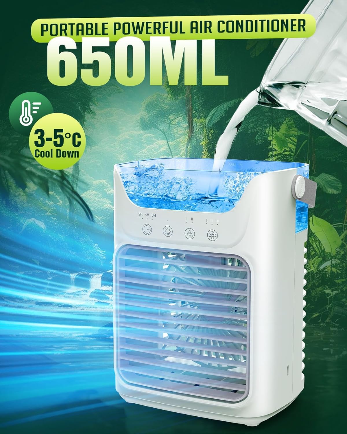 2024 Upgraded Powerful Cooling Mini Evaporative Air Cooler