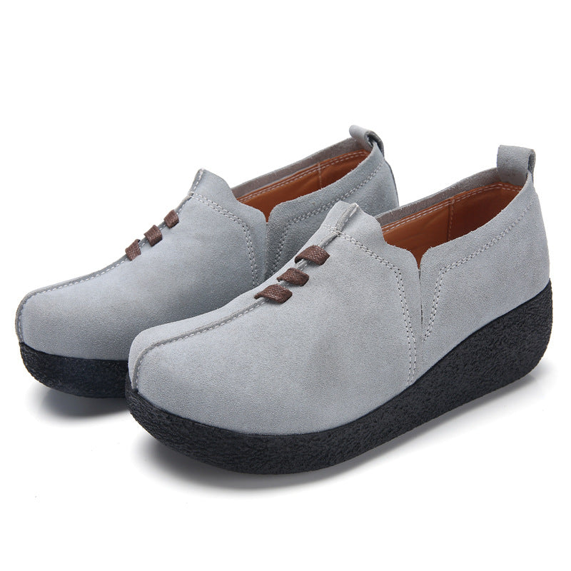 Round toe fly woven mesh thick sole ladies casual shoes